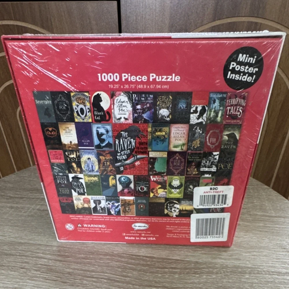 Re-marks Edgar Allan Poe Art 1000 Piece Jigsaw Puzzle Mini Poster Included NEW